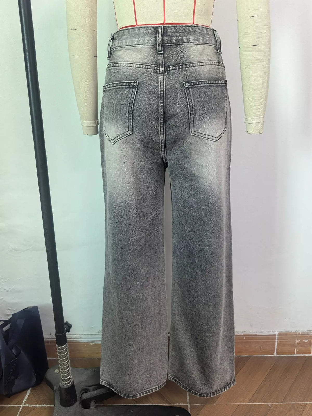 Distressed Wide-Leg Jeans