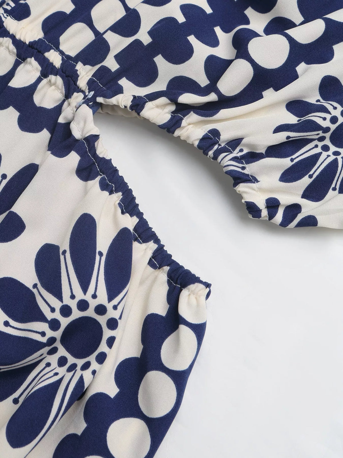 Floral Print Cutout Waist Maxi Dress in Navy Blue