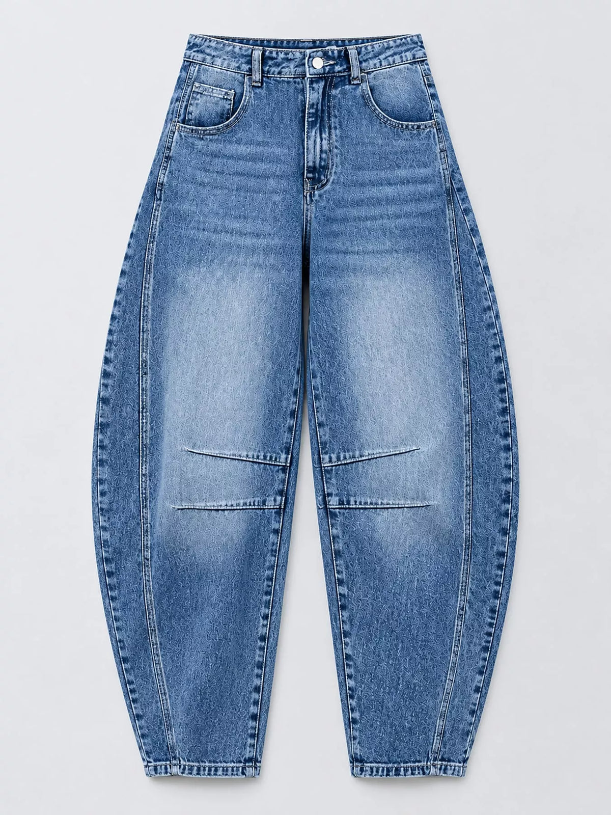 Washed Barrel-Leg Jeans