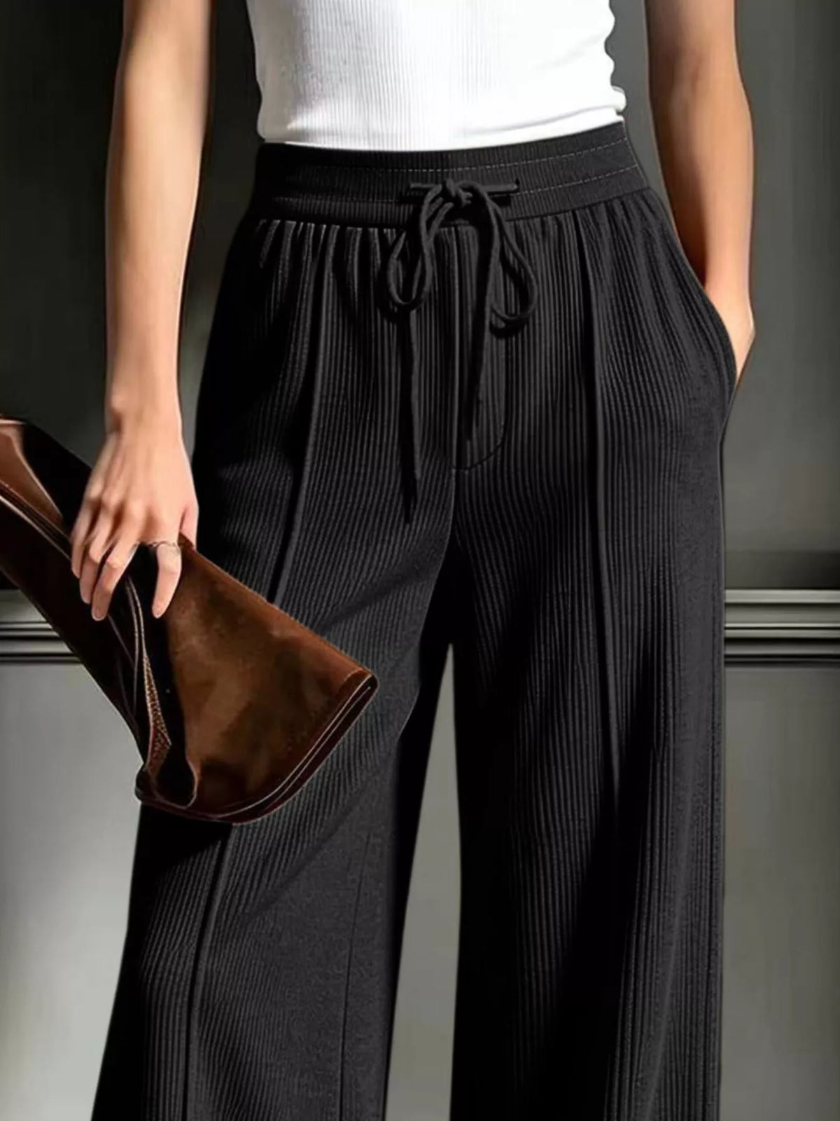 High-Waisted Wide-Leg Corduroy Pants