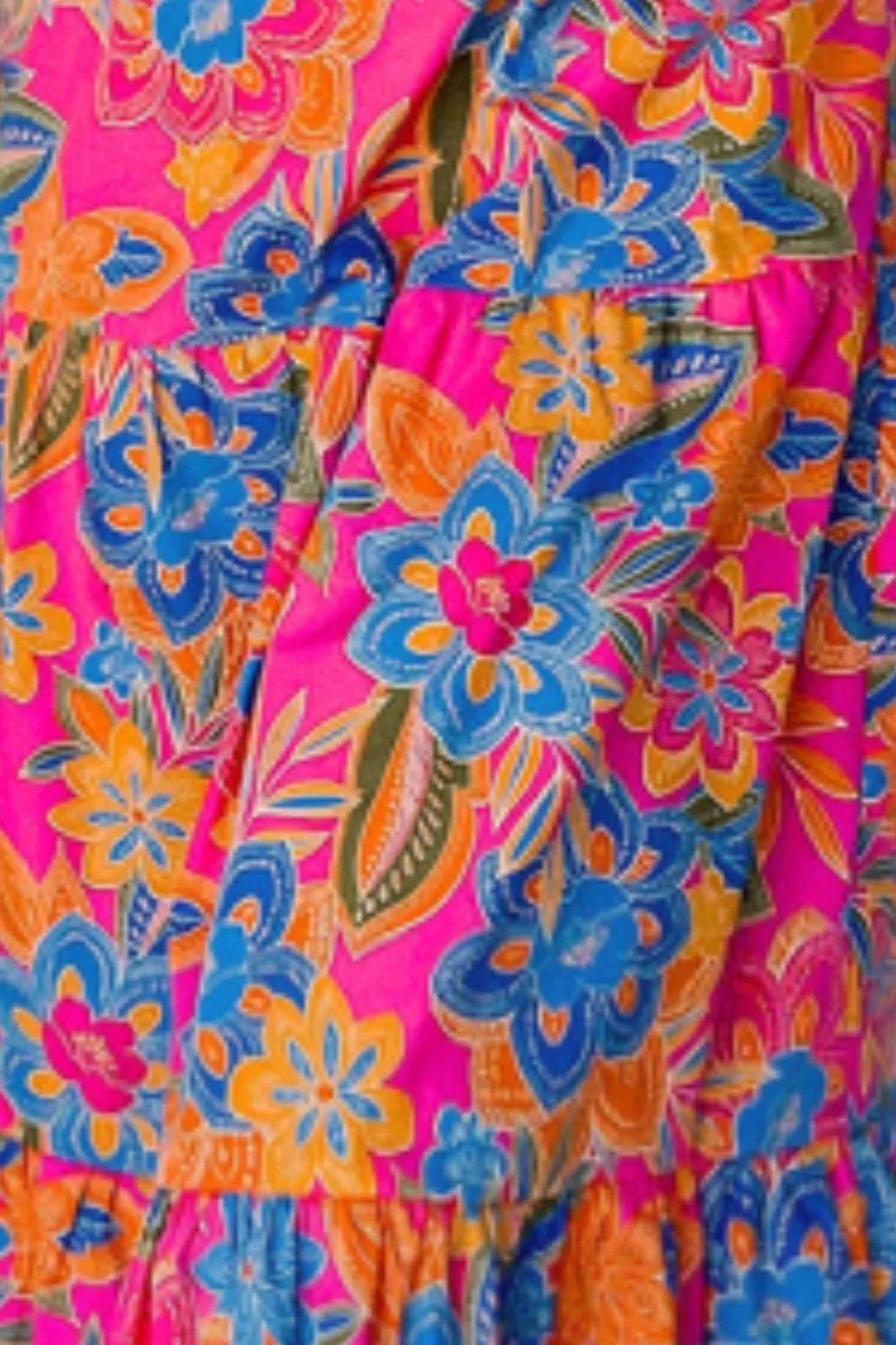 Floral V-Neck Cap Sleeve Midi Dress