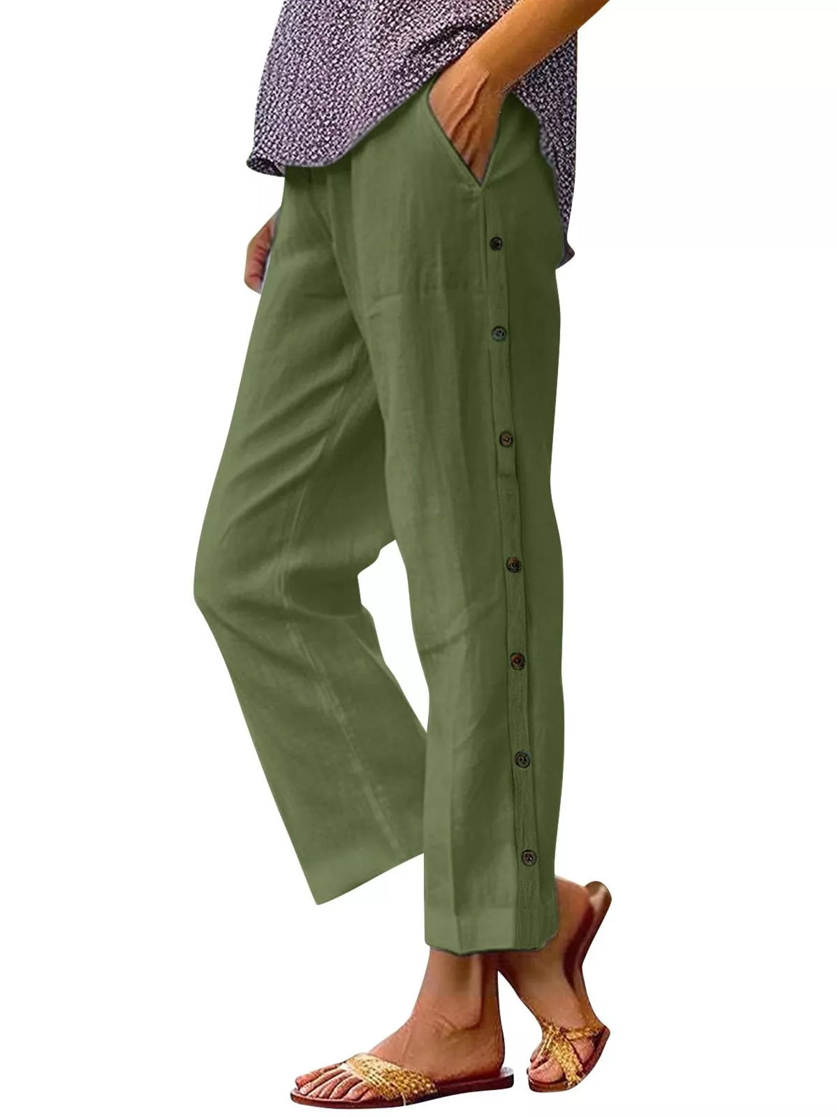 Side Button Detail Pants