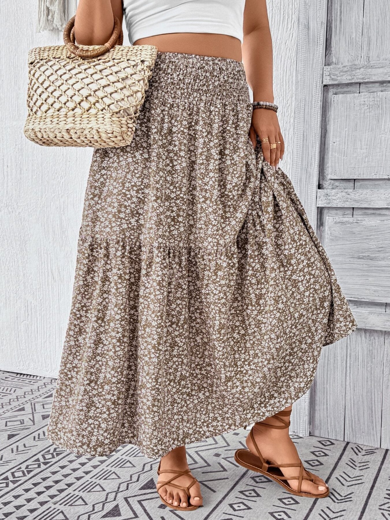Floral Print Tiered Skirt