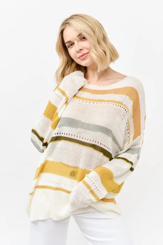 And The Why Abstract Striped Sweater in Multi
