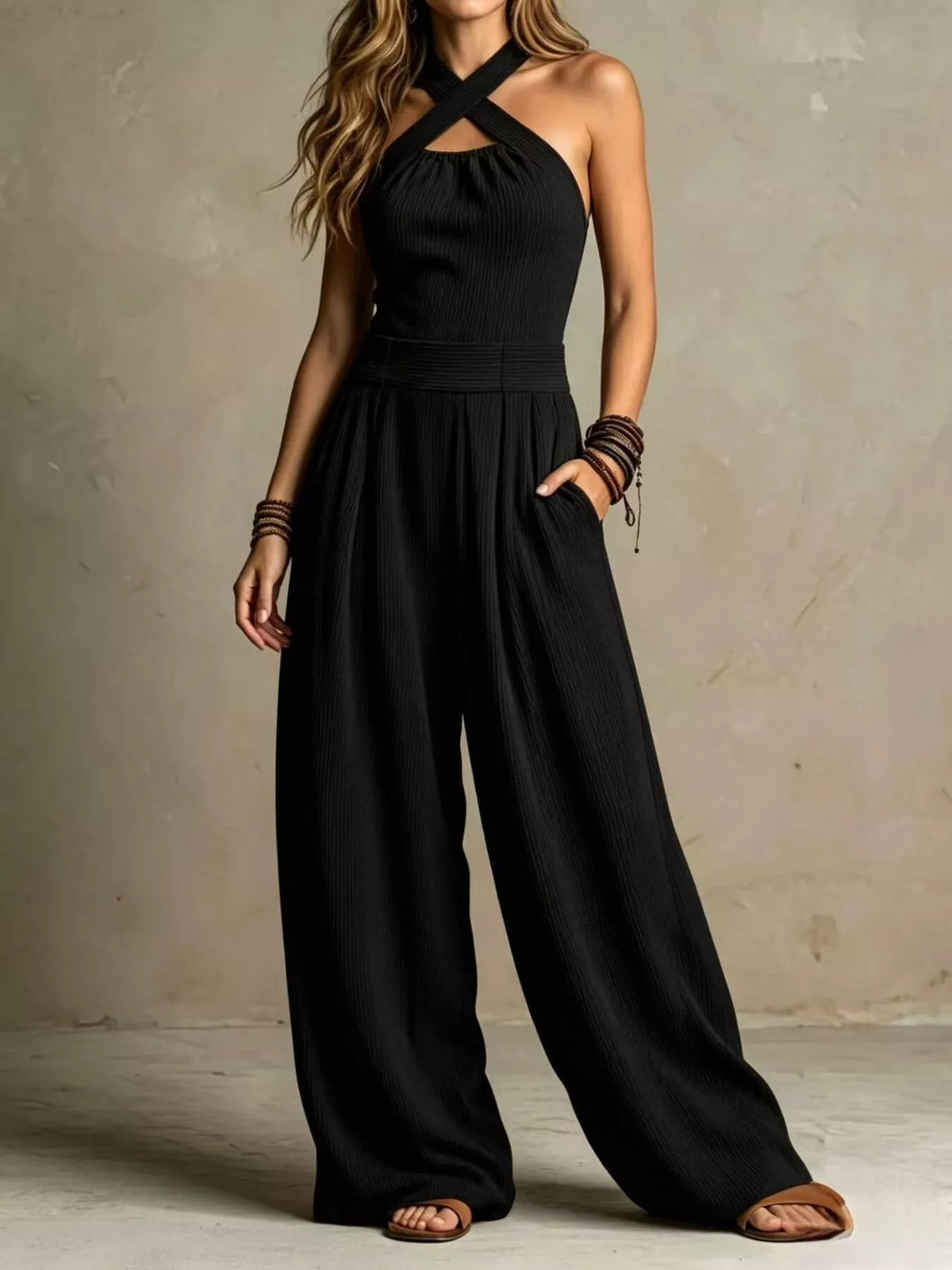 Halter Neck Wide-Leg Jumpsuit