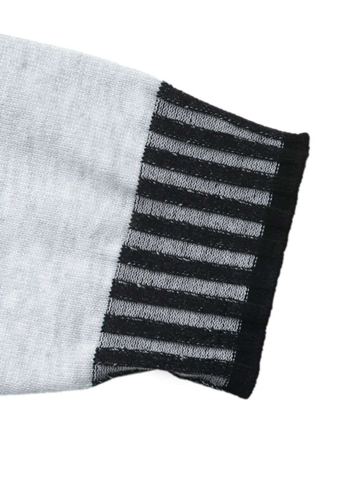 Striped Trim Tie-Waist Sweater Dress in Light Gray