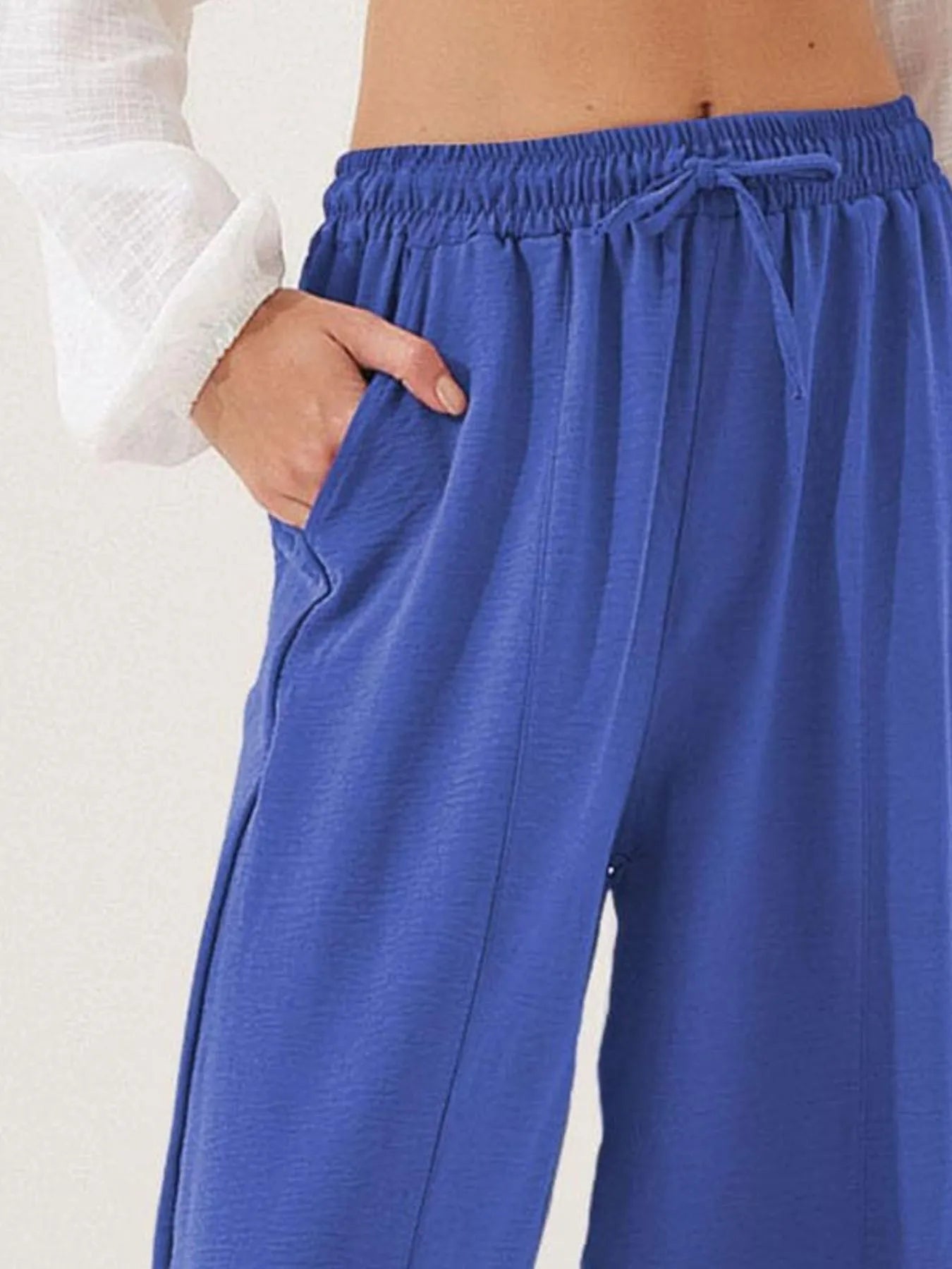 Drawstring Wide Leg Cropped Pants