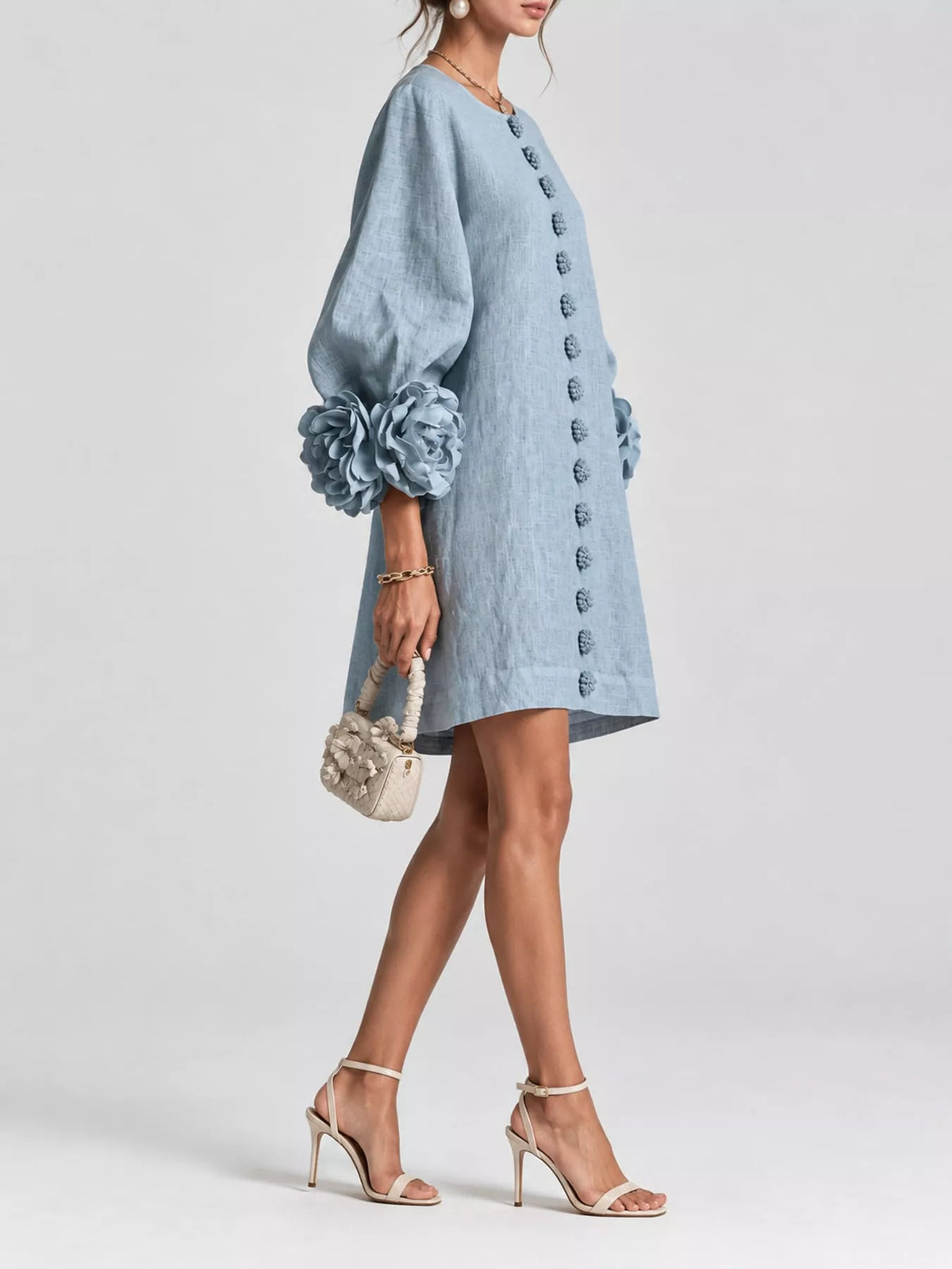 3D Floral Applique Mini Dress