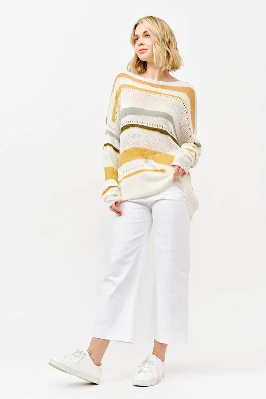 And The Why Abstract Striped Sweater in Multi