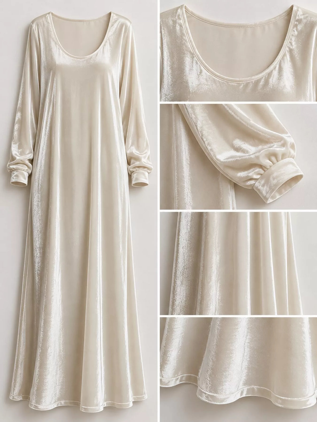 Velvet Long-Sleeve Maxi Dress