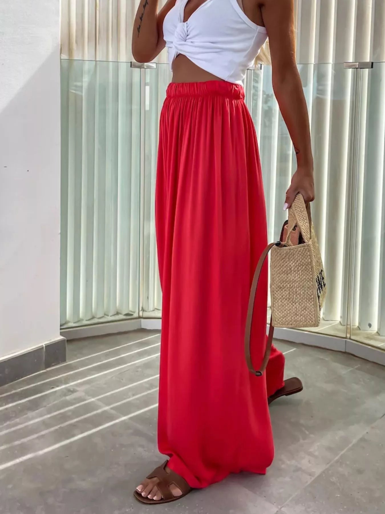 Paperbag Waist Wide-Leg Pants