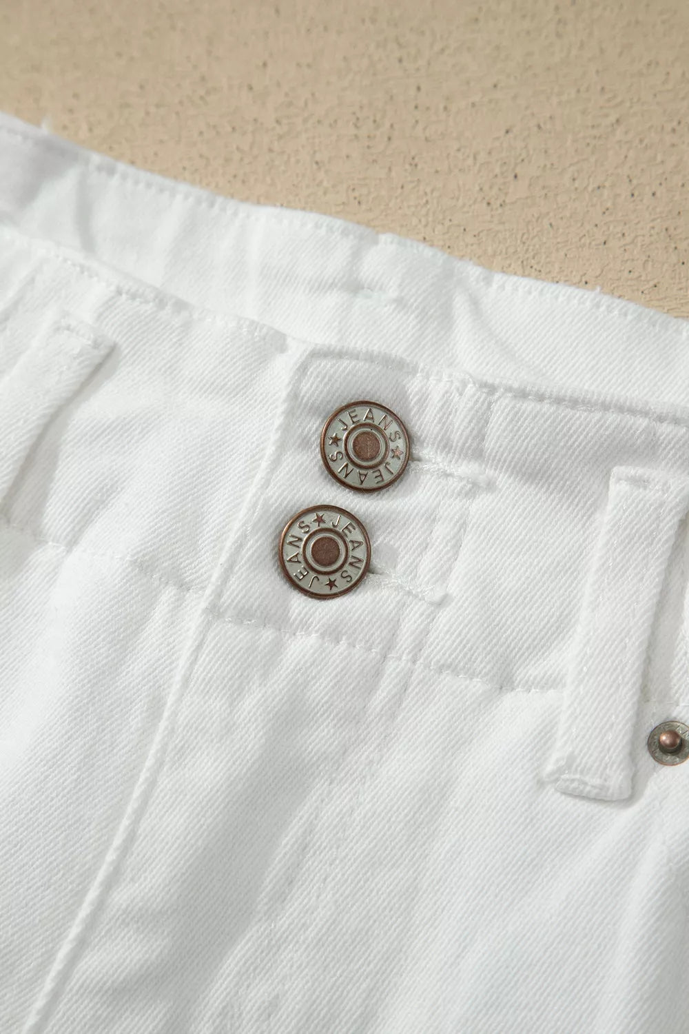 2-Button High-Waist Wide-Leg Jeans in White