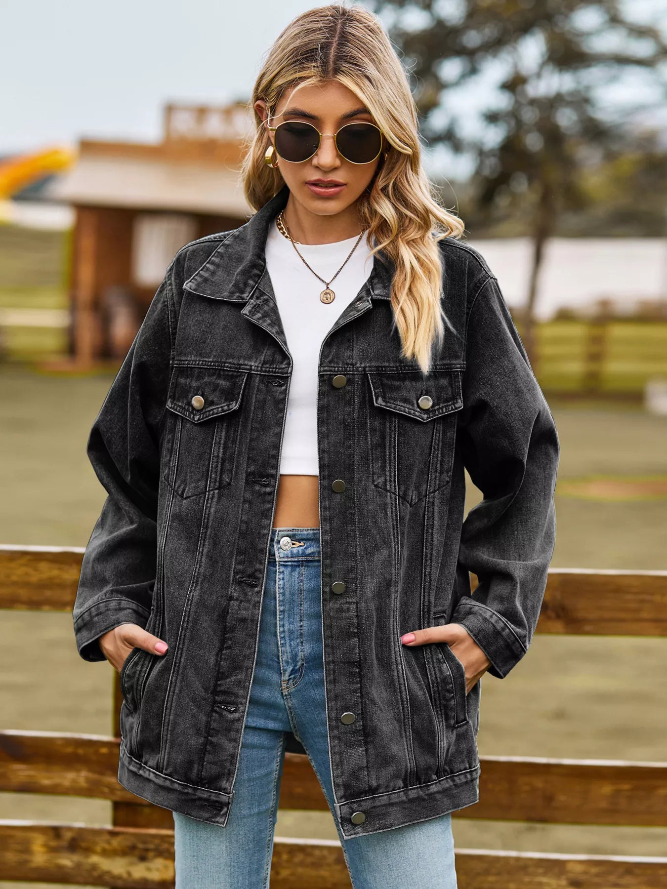 Oversized Washed Denim Jacket by Moni Wear