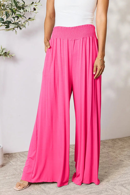 Basic Bae Smocked Wide Leg Pants