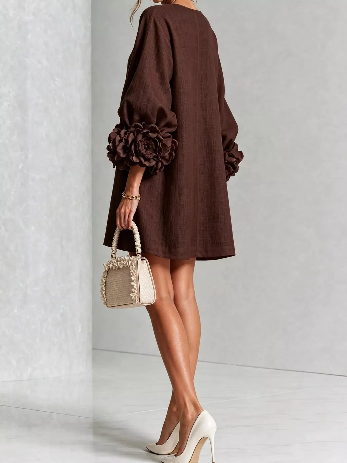 3D Floral Applique Mini Dress
