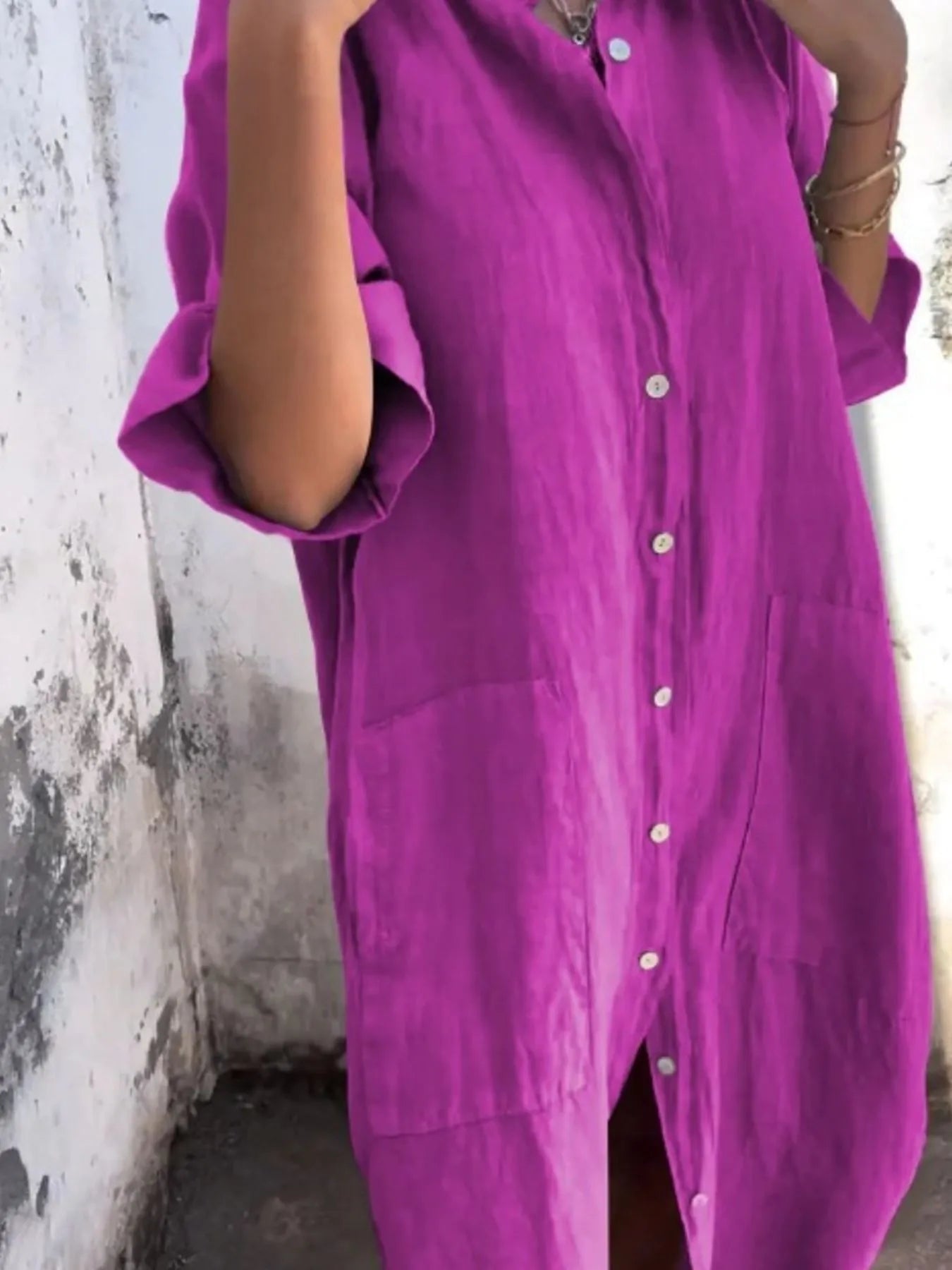 Linen Button-Down Shirt Dress