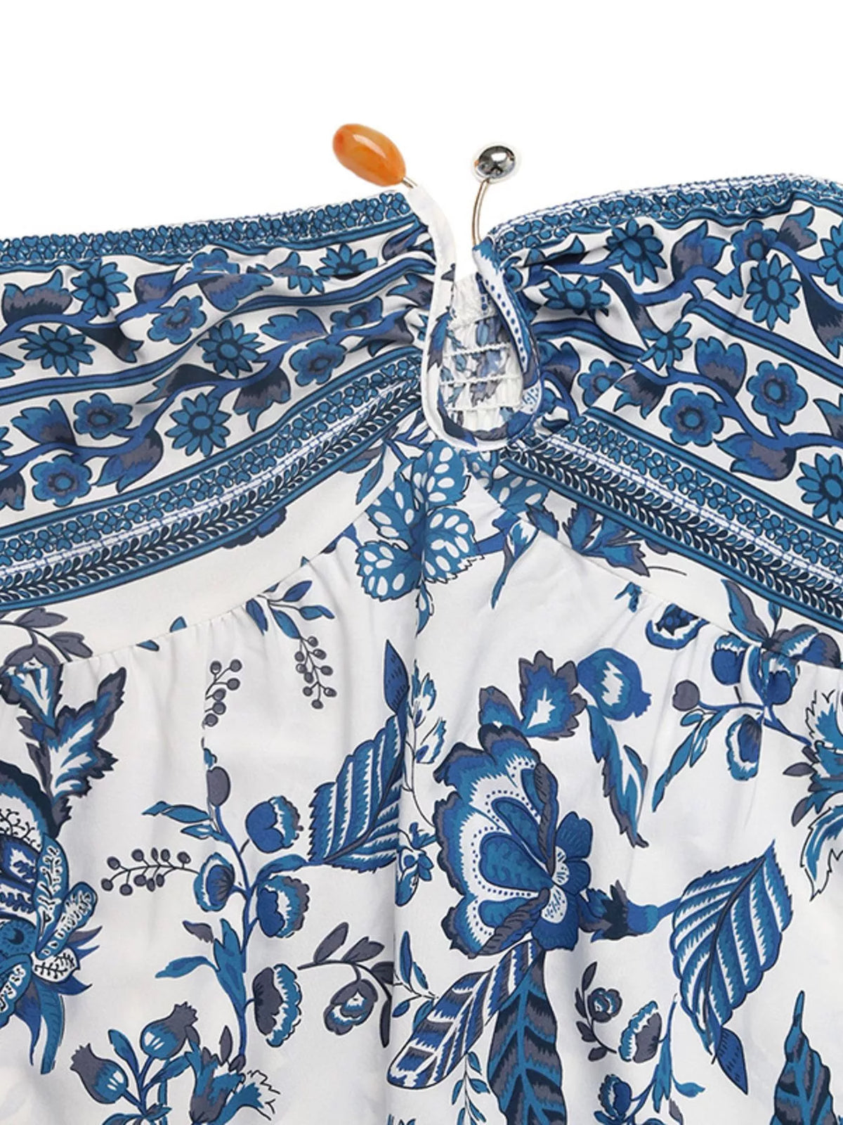 Floral Print Strapless Maxi Dress in Blue