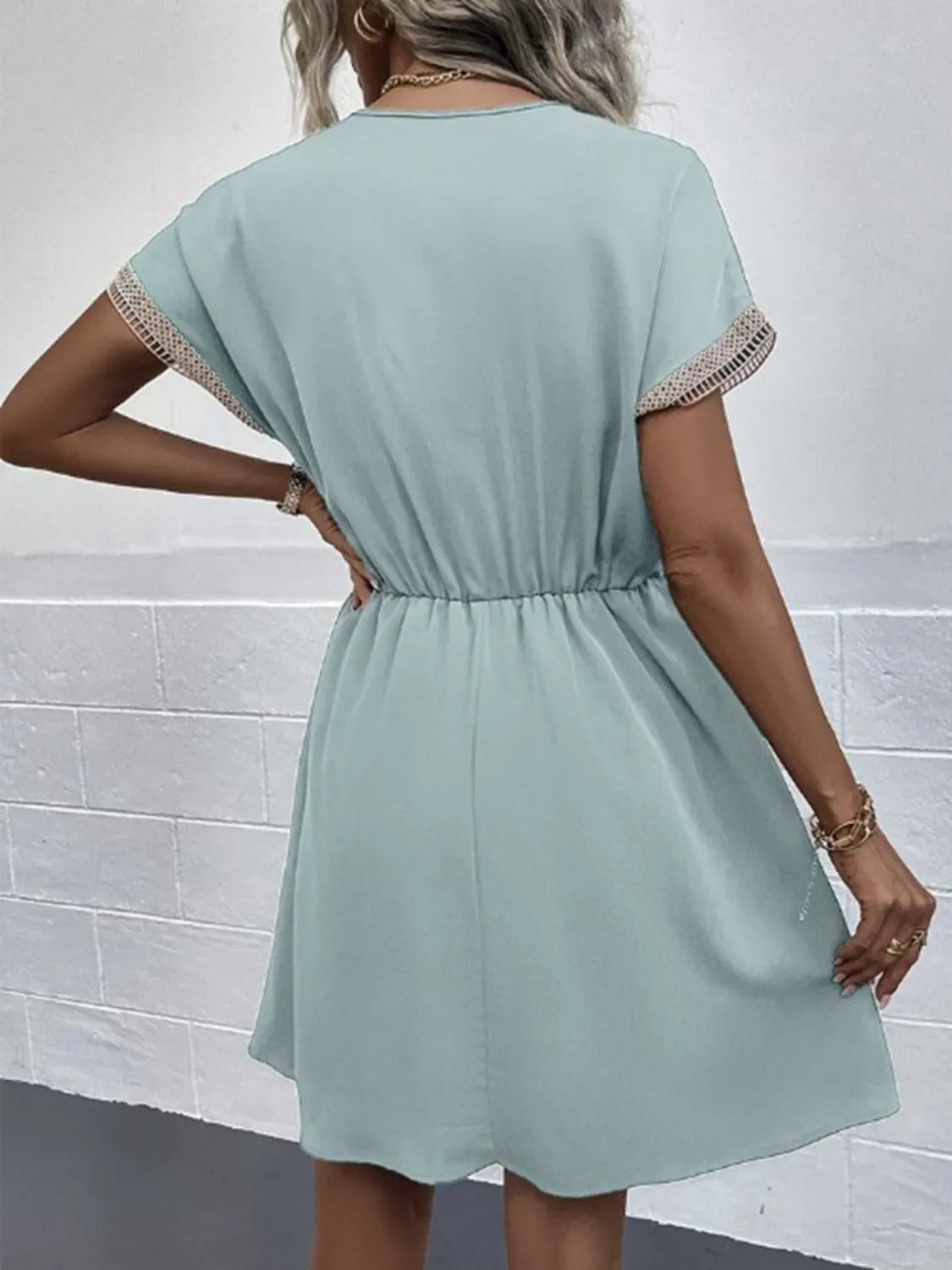 V-Neck Short Sleeve Plus Size Dress