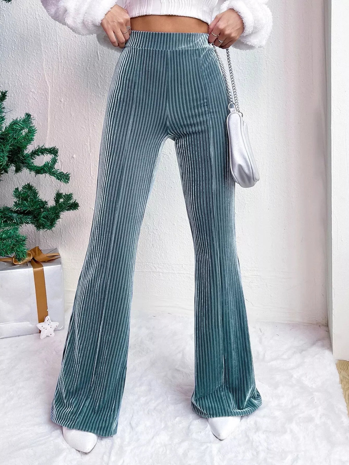 Corduroy High-Waist Flare Pants