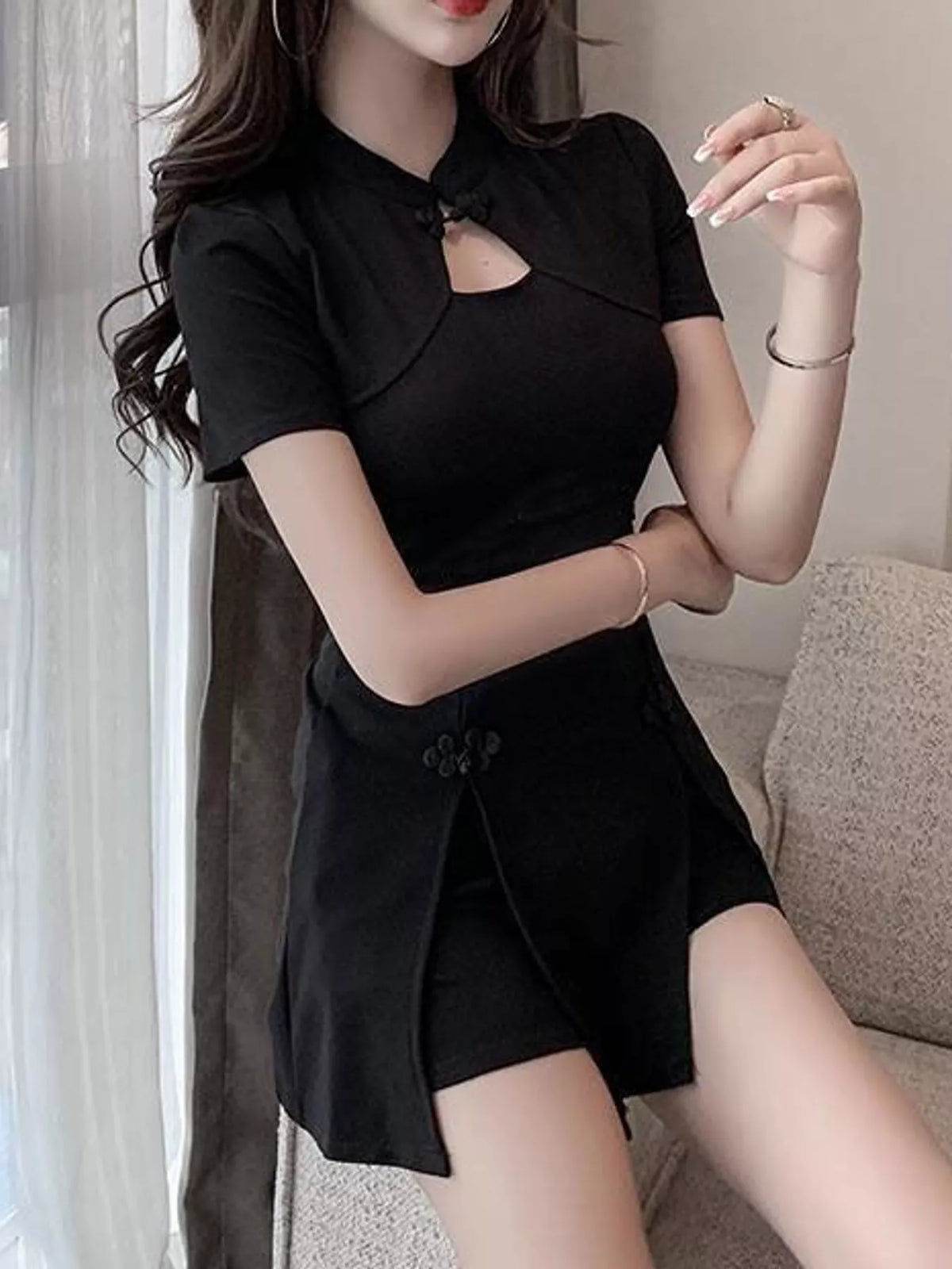 Cutout Mini Dress in Black