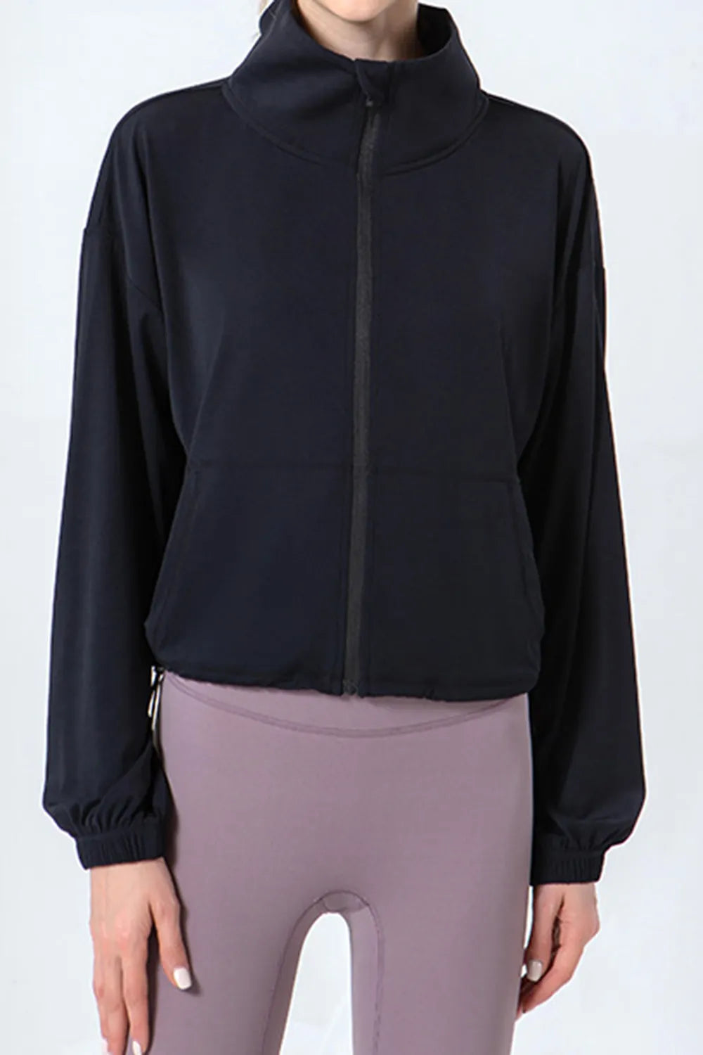 Drawstring Zip-Up Active Jacket