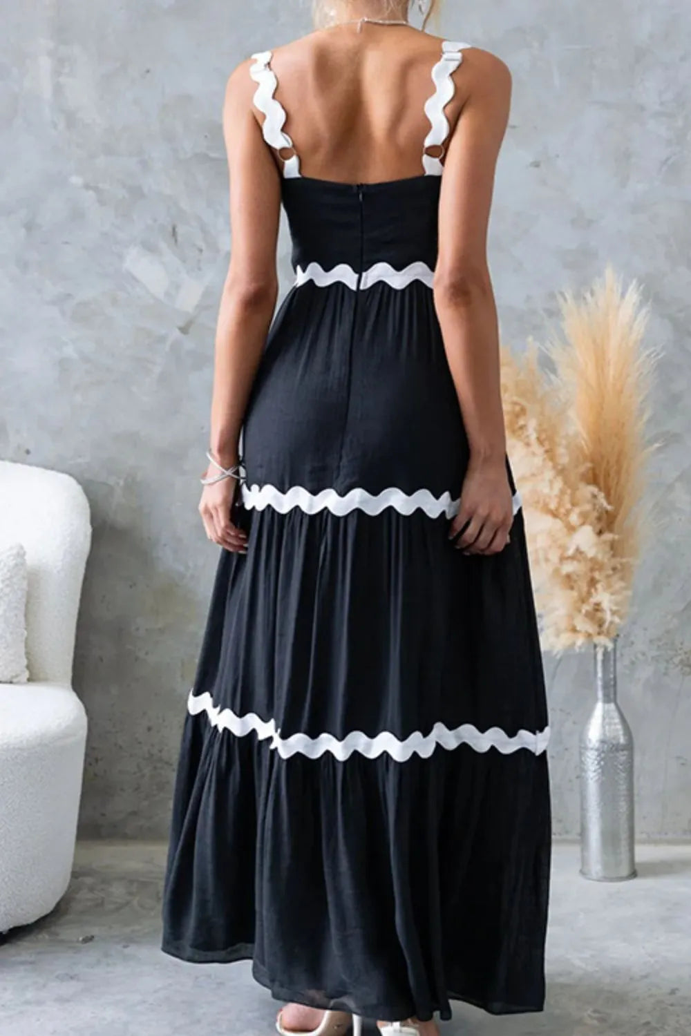 Tiered Maxi Dress with Scalloped Trim by Shenori