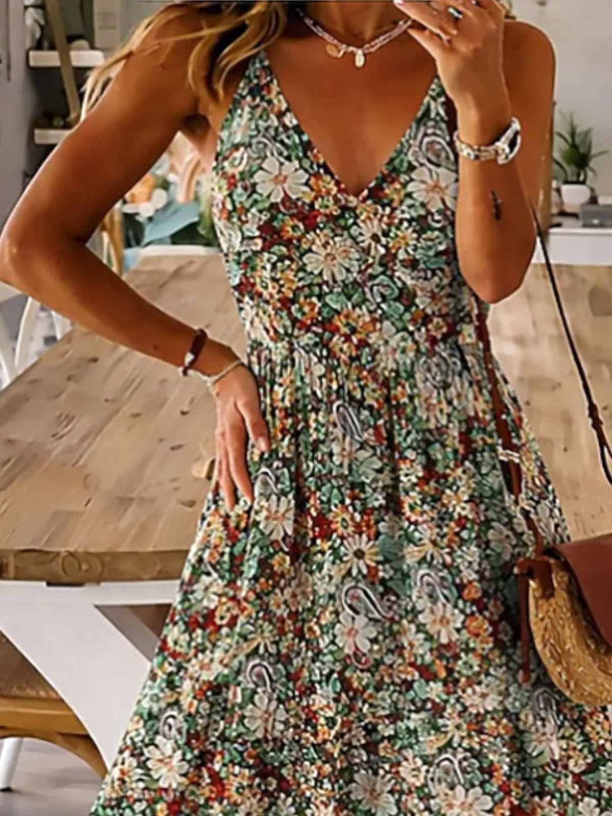 Floral Tiered Maxi Dress with Spaghetti Straps