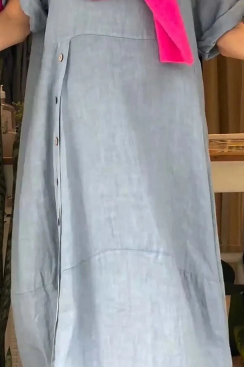 Relaxed-Fit Button-Front Dress, Plus Size