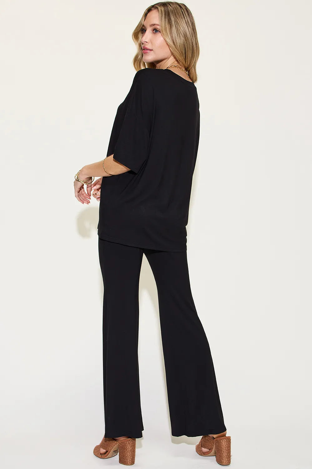 Basic Bae Bamboo T-Shirt and Flare Pants Set