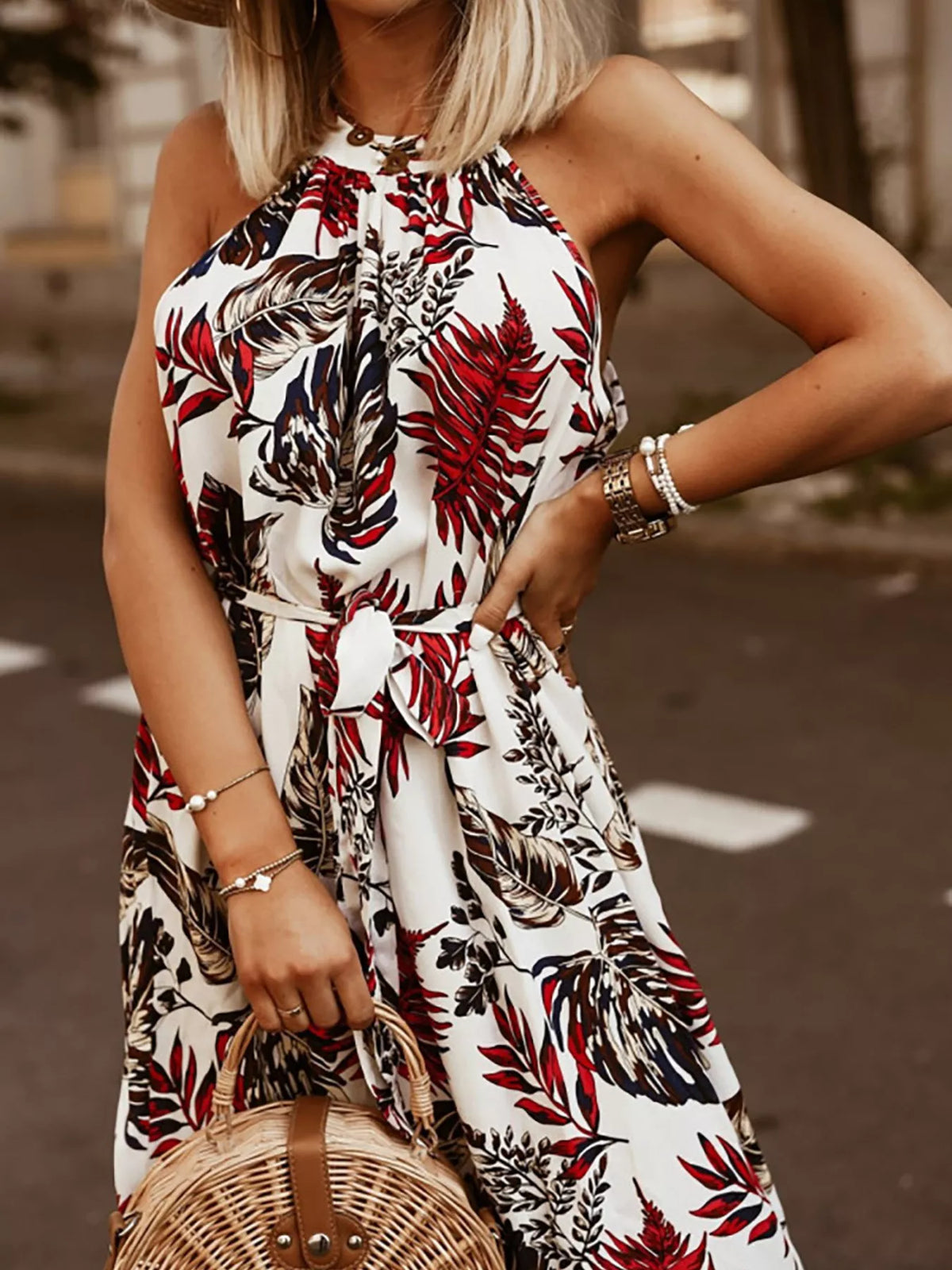 Belted Sleeveless Maxi Dress