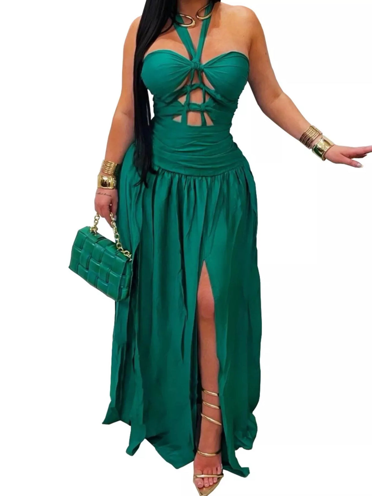Halter Neck Cutout Maxi Dress