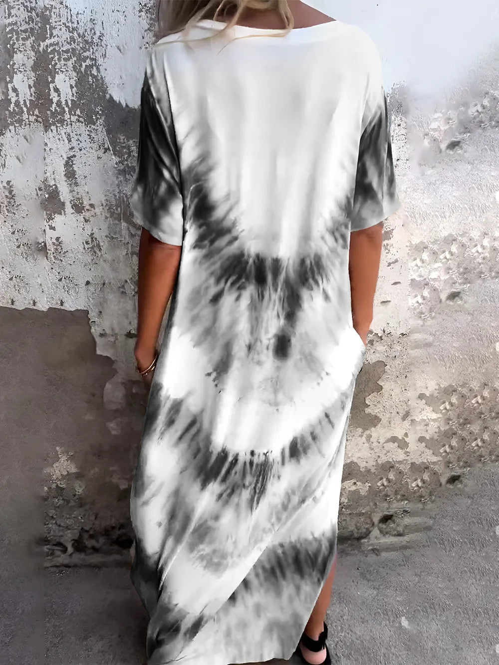 Full Size Tie-Dye Short Sleeve Dress
