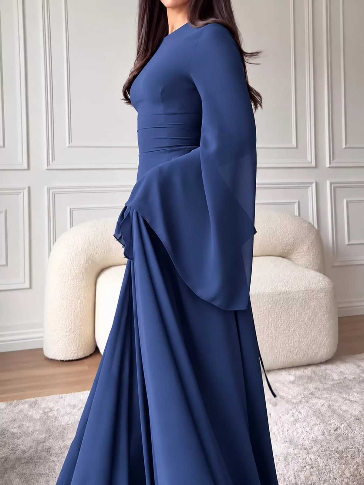Ruffled Flare Sleeve Maxi Dress