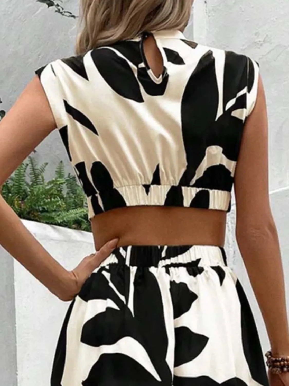 Cutout Cap Sleeve Printed Midi Dress