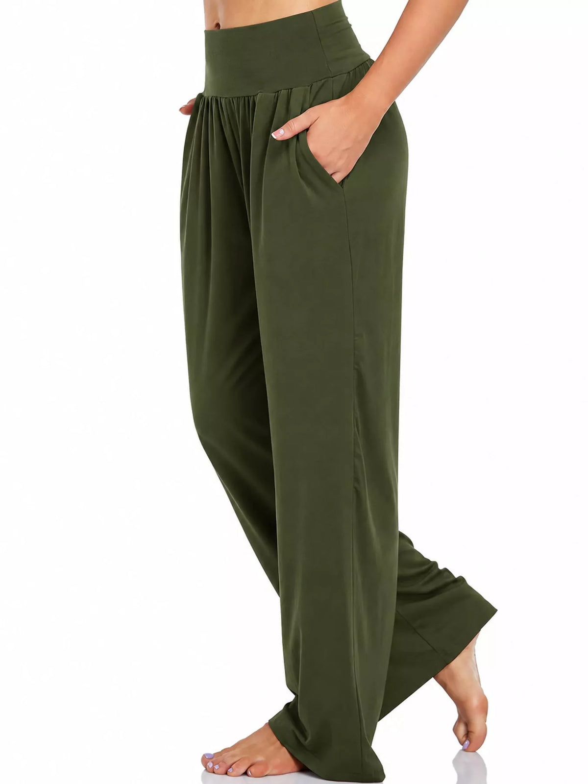 High-Rise Wide-Leg Pants with Pockets