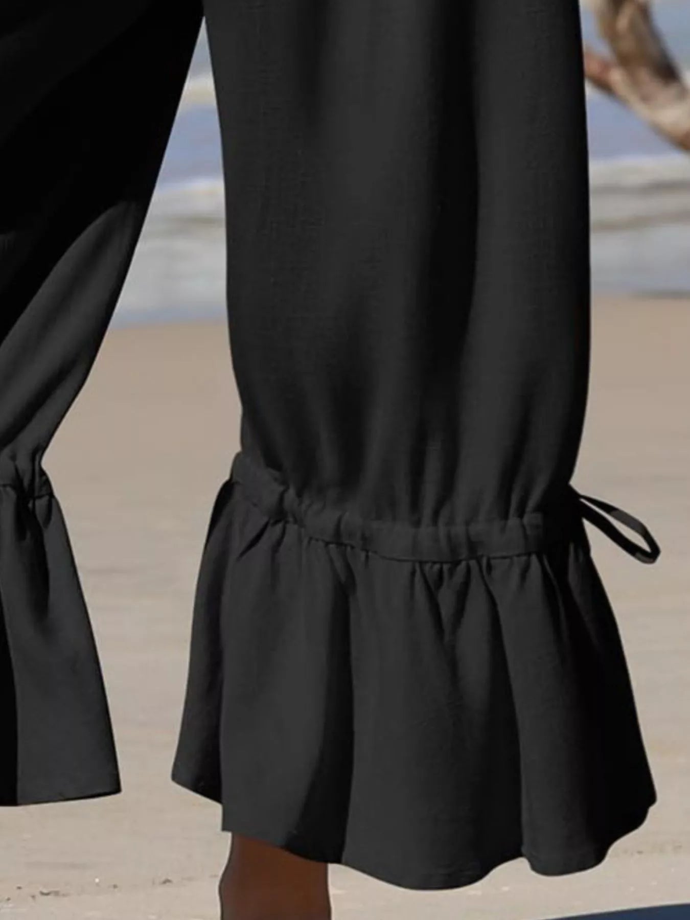 Wide-Leg Pants with Ruffle Hem