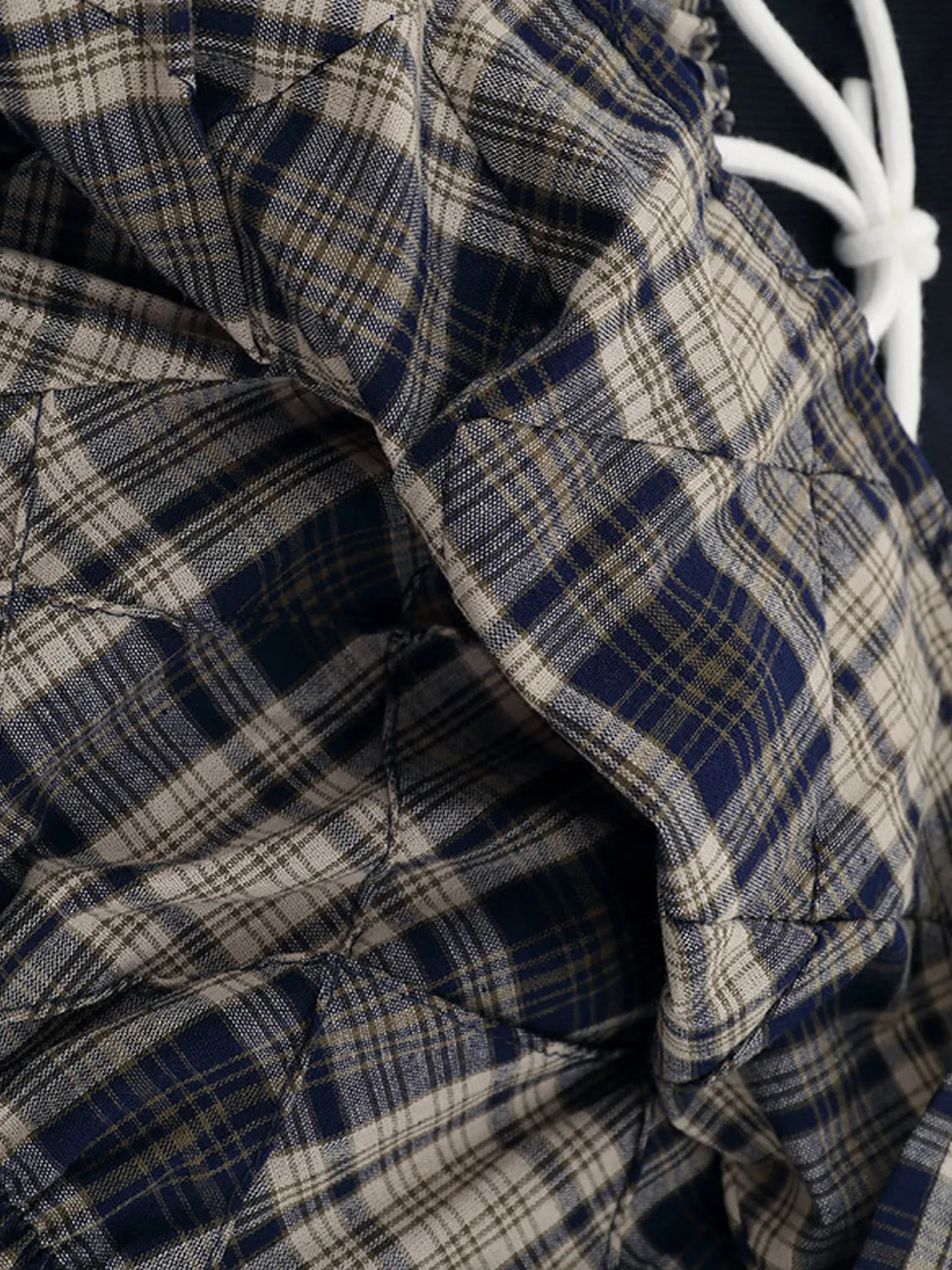Drawstring Plaid Skort in Black