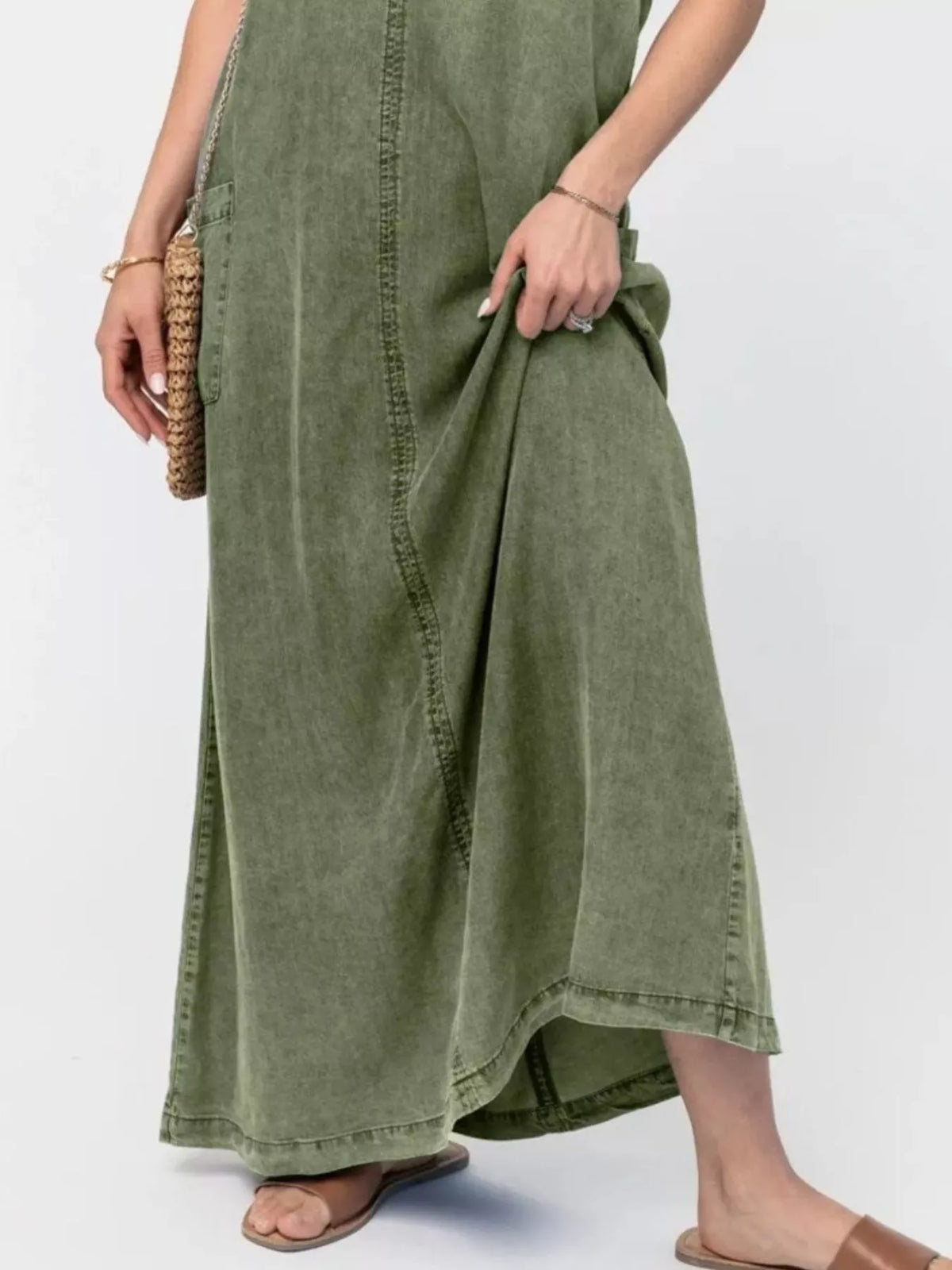 Washed Denim Cami Maxi Dress