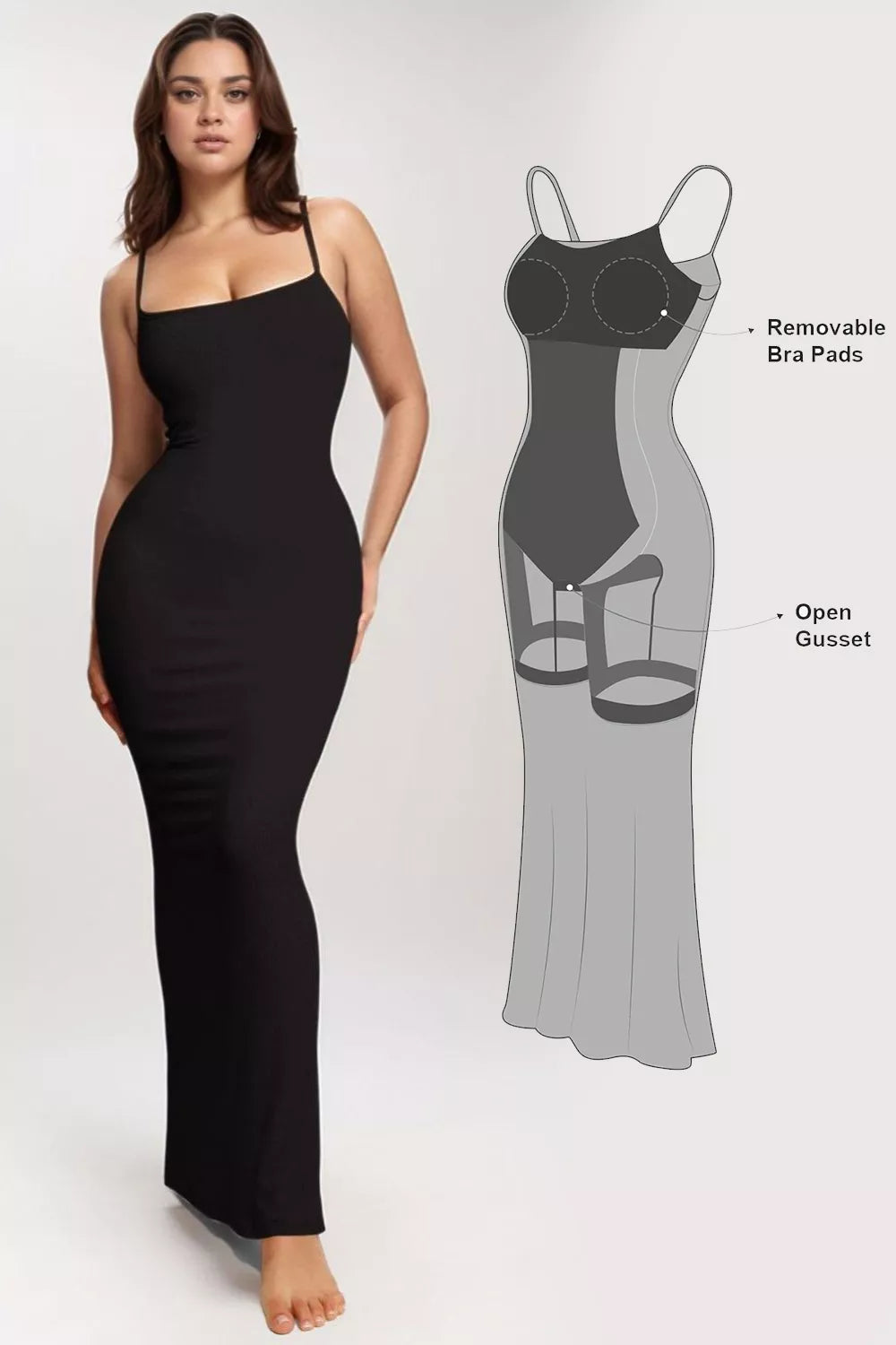Basic Bae Built-In Shapewear Maxi Dress in Black