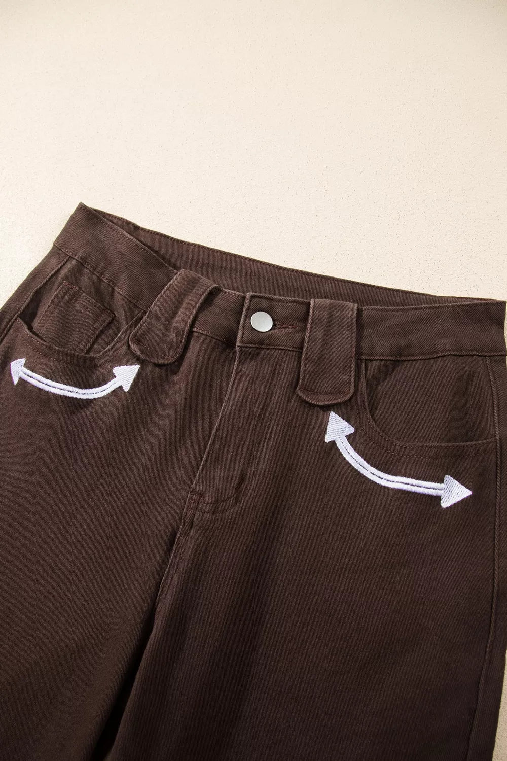 Western Colorblock Straight Leg Jeans in Dark Brown