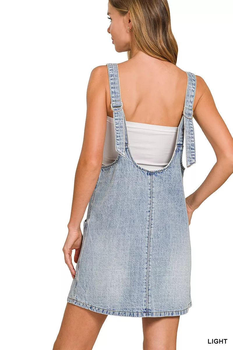 Zenana Denim Overall Dress in Light