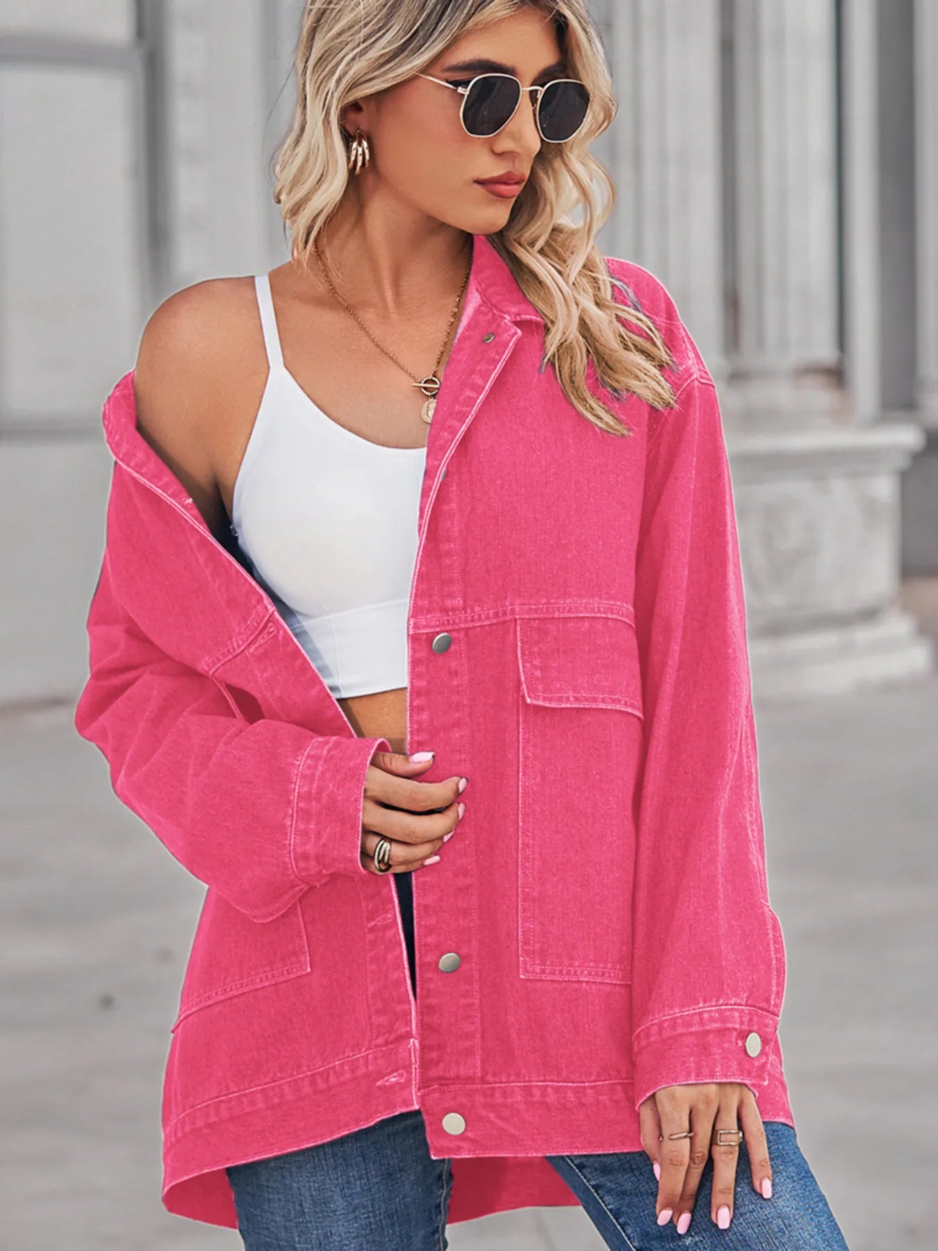 Oversized Long Sleeve Denim Jacket by Moni Wear