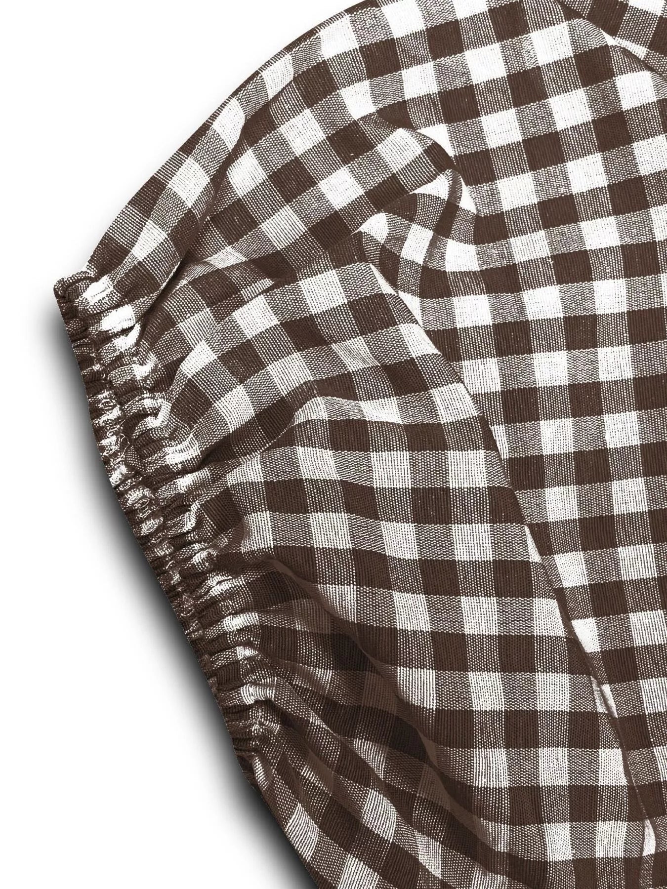 Gingham Smocked Puff Sleeve Midi Dress