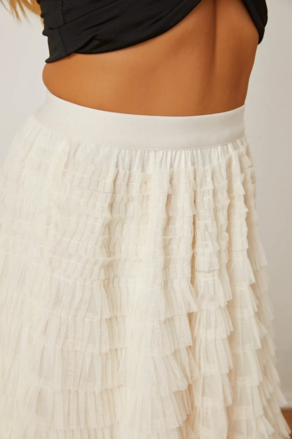 Ruched High-Waist Tiered Skirt by MDML