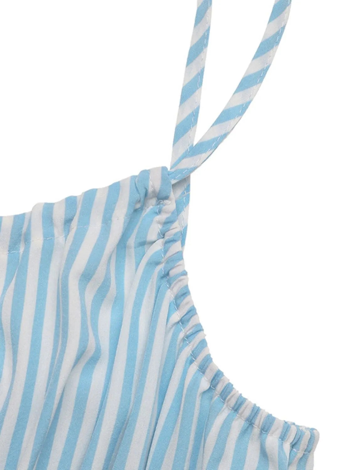 Striped Spaghetti Strap Midi Dress in Pastel Blue in Pastel  Blue