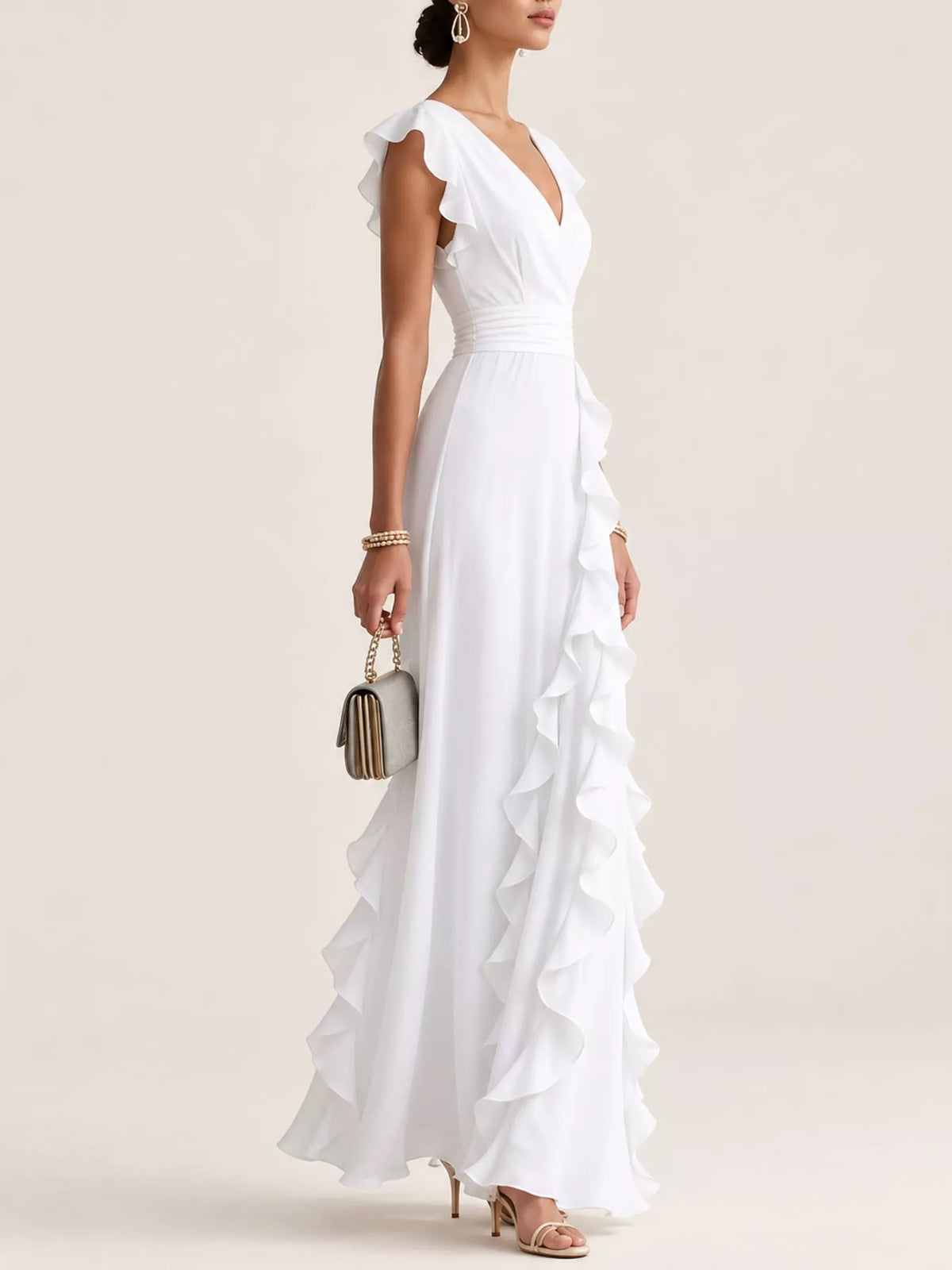 Ruffled Surplice Maxi Dress