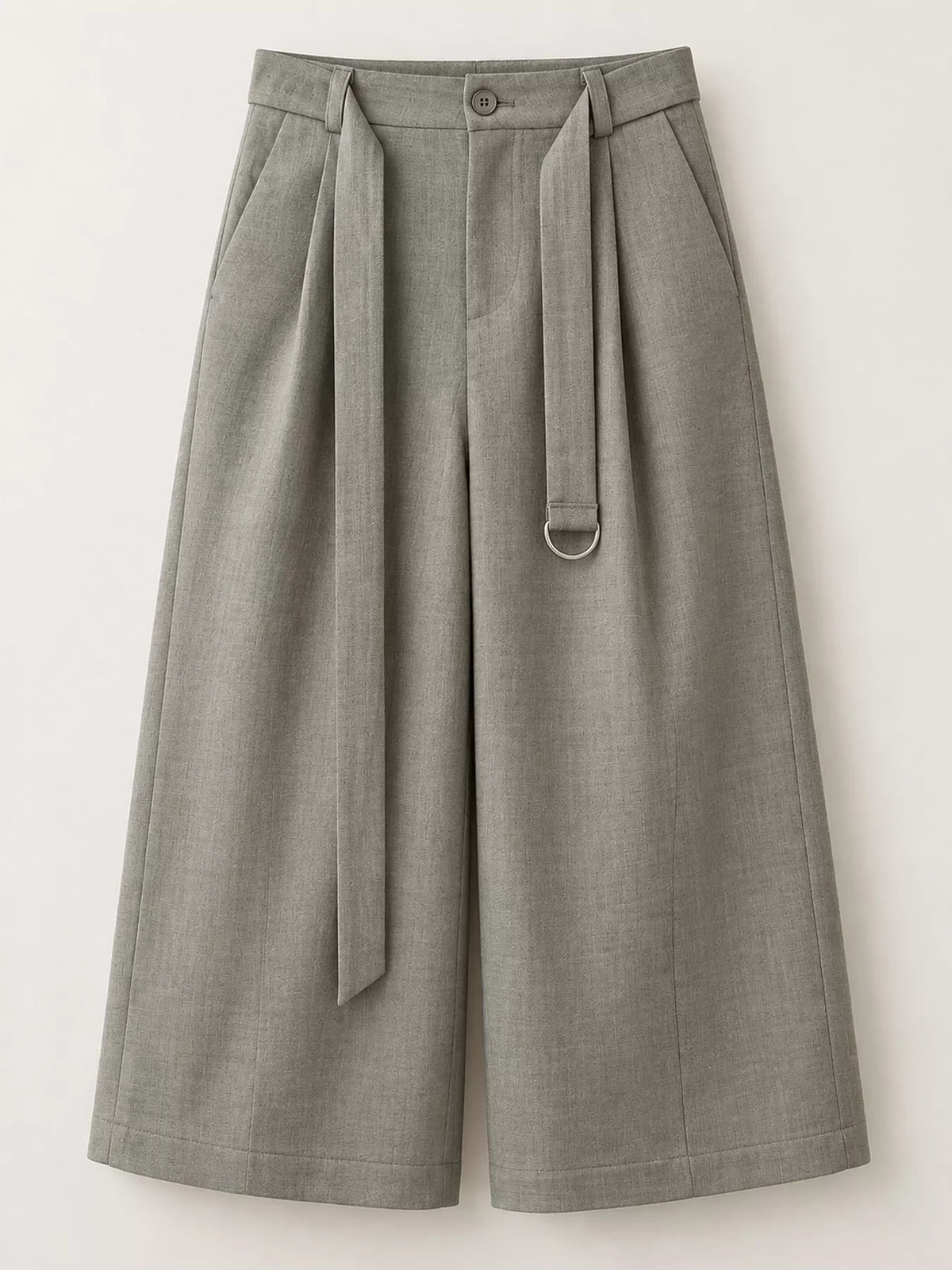 High-Waisted Pleated Wide-Leg Capris