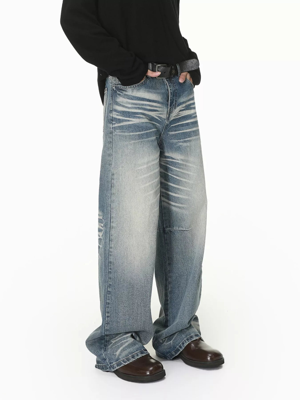 Wide Leg Washed Jeans by DashingTogs