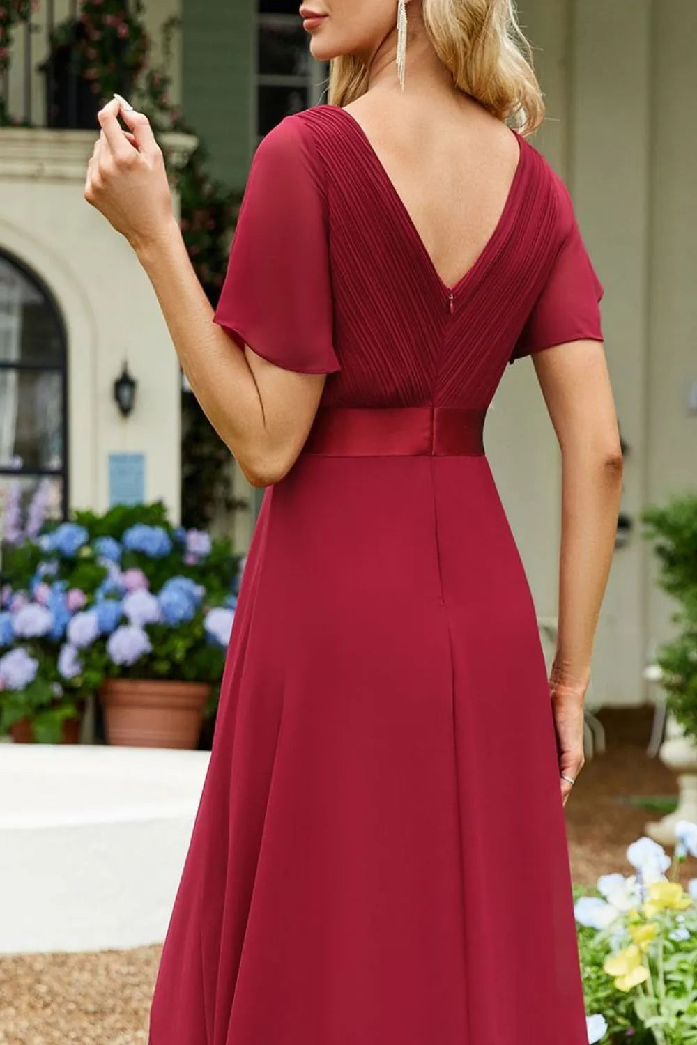Surplice Flutter Sleeve Maxi Dress by Golden Gueen