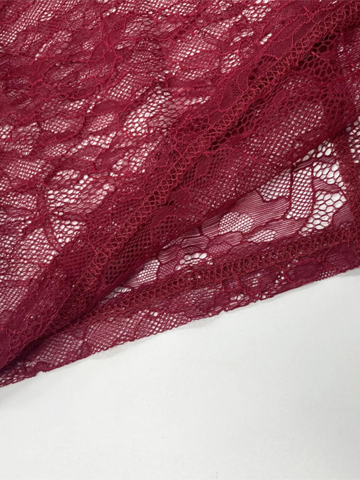 Lace Sheer Mock Neck Maxi Dress